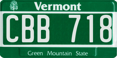 VT license plate CBB718
