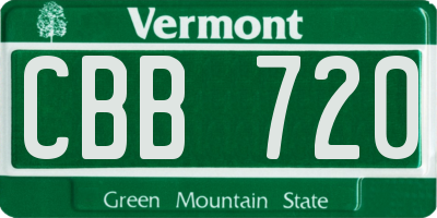 VT license plate CBB720