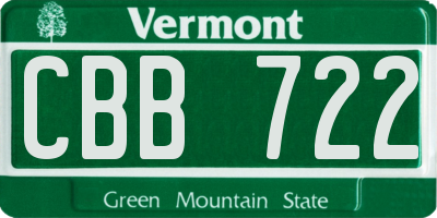 VT license plate CBB722