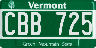 VT license plate CBB725