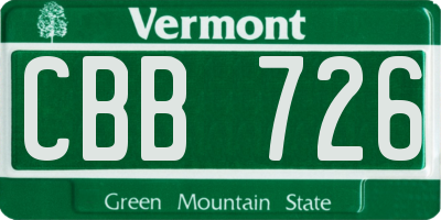VT license plate CBB726