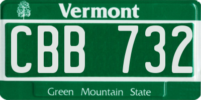 VT license plate CBB732