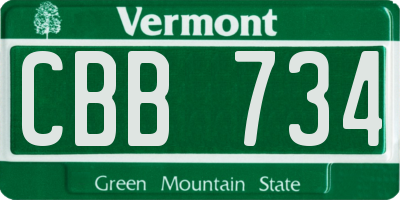 VT license plate CBB734