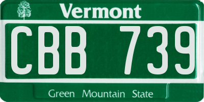 VT license plate CBB739