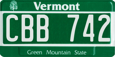 VT license plate CBB742