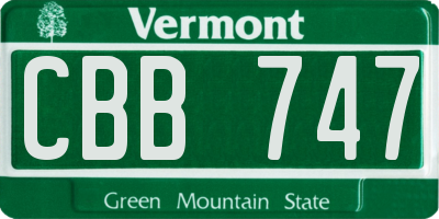 VT license plate CBB747