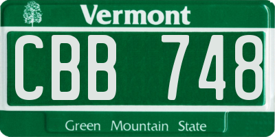 VT license plate CBB748