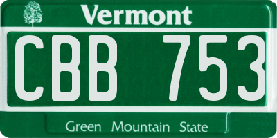 VT license plate CBB753