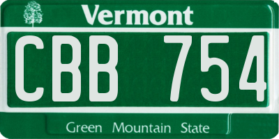 VT license plate CBB754