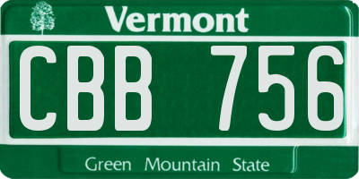 VT license plate CBB756