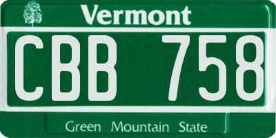 VT license plate CBB758