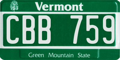VT license plate CBB759