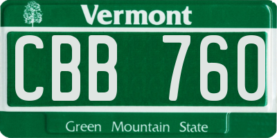 VT license plate CBB760