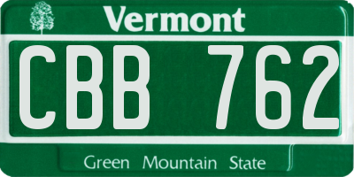 VT license plate CBB762
