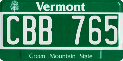 VT license plate CBB765