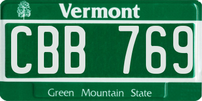 VT license plate CBB769