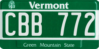 VT license plate CBB772