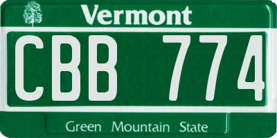 VT license plate CBB774