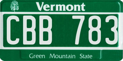 VT license plate CBB783