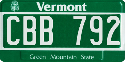 VT license plate CBB792