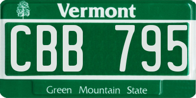 VT license plate CBB795