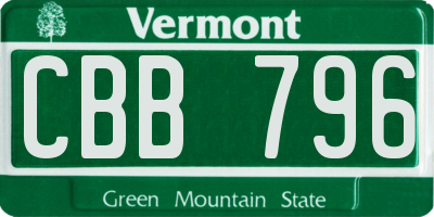 VT license plate CBB796