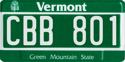 VT license plate CBB801