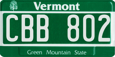 VT license plate CBB802