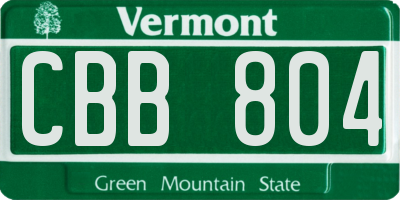 VT license plate CBB804