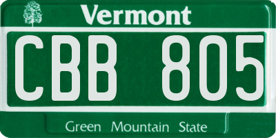 VT license plate CBB805