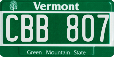 VT license plate CBB807