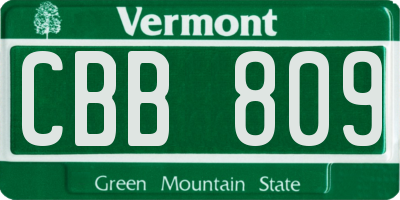 VT license plate CBB809