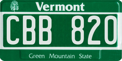 VT license plate CBB820
