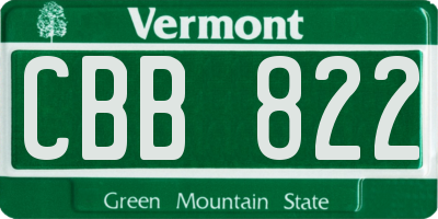 VT license plate CBB822