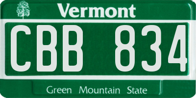 VT license plate CBB834