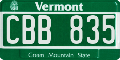VT license plate CBB835
