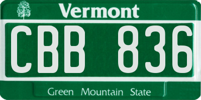 VT license plate CBB836