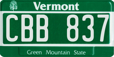 VT license plate CBB837