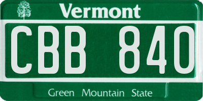 VT license plate CBB840