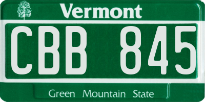 VT license plate CBB845