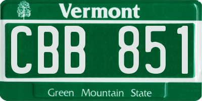 VT license plate CBB851