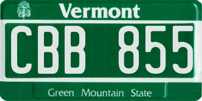 VT license plate CBB855