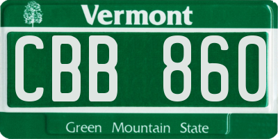 VT license plate CBB860