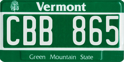 VT license plate CBB865