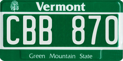 VT license plate CBB870