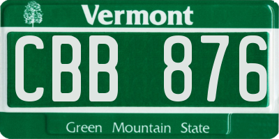 VT license plate CBB876