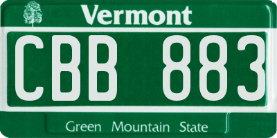 VT license plate CBB883