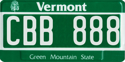 VT license plate CBB888