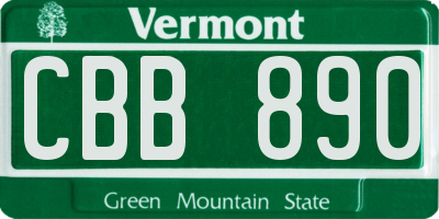 VT license plate CBB890