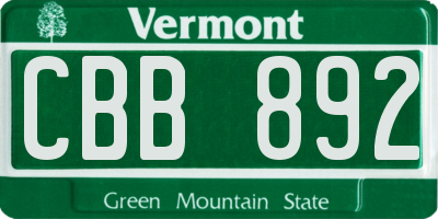 VT license plate CBB892